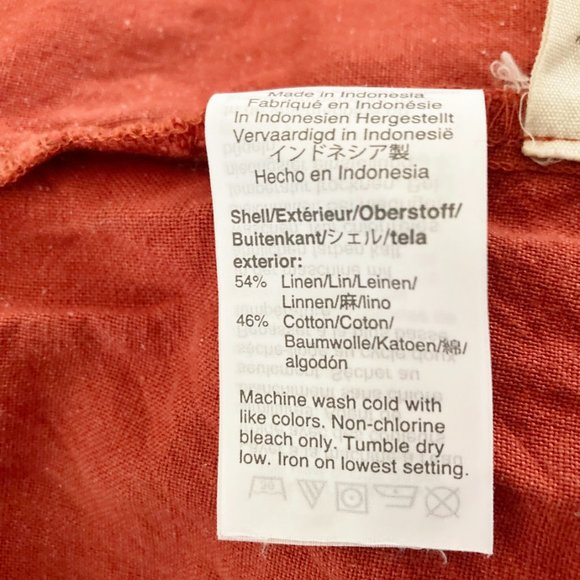 Madewell Linen-Cotton Pleat-Sleeve Jumpsuit 10 L Rust Pockets - Picture 7 of 8